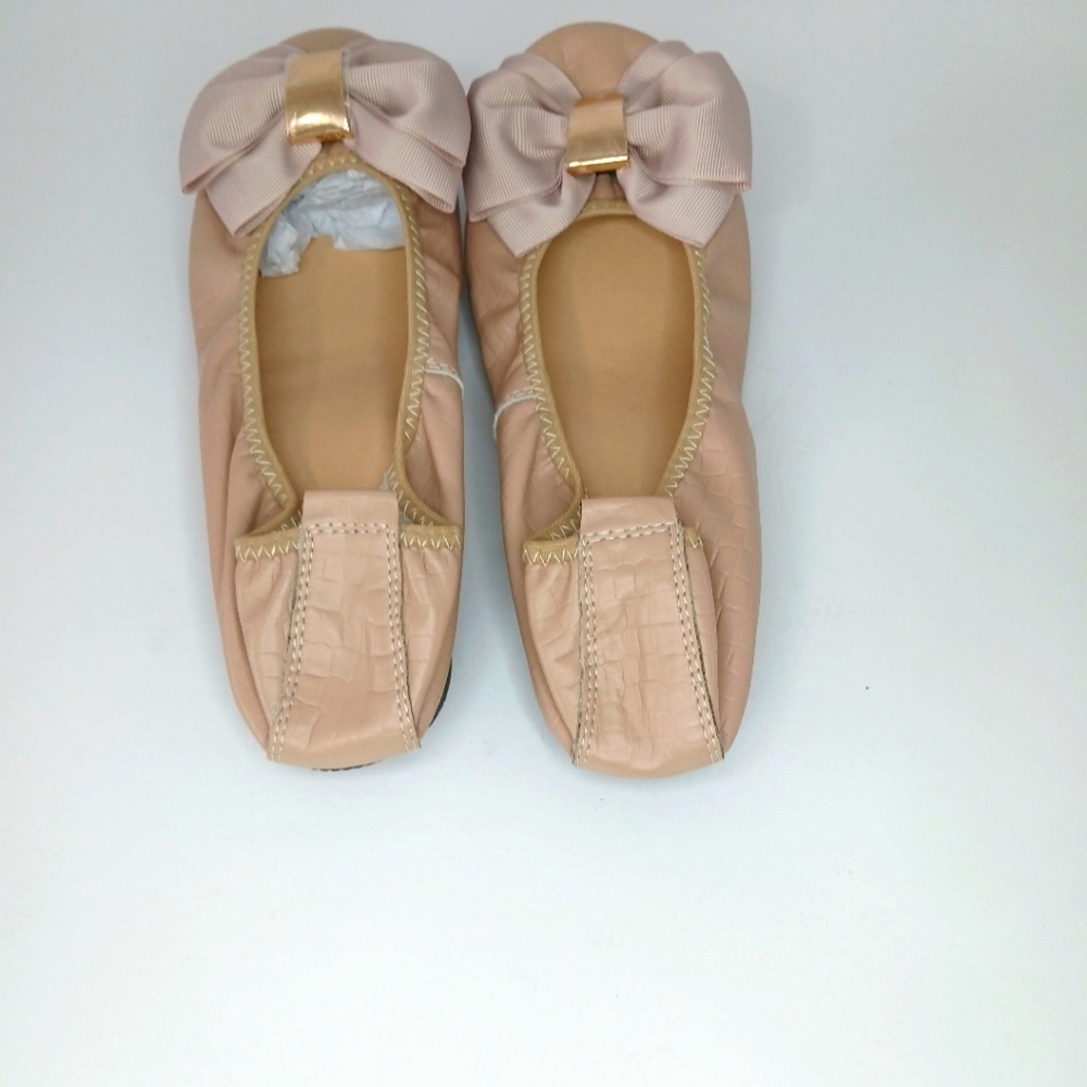 NWOT Pink Cream Ballerina Flats Bow Comfy Size 7.5 US 39 EU - Picture 5 of 6